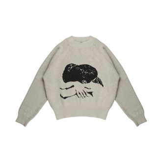 Carne Bollente Round-neck Knitwear, male, Beige, Size: S Your Warm Embrace Sweater