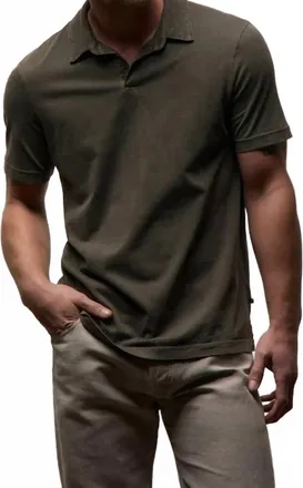 James Perse Sueded Jersey Polo In Platoon Pigment