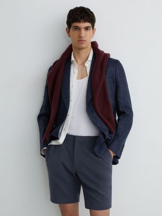 Reiss Airforce Blue Drawstring Chino Shorts, 30