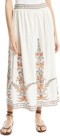 Max Studio Border Print Maxi Skirt in Natural Larkspur Spires at Nordstrom Rack, Size X-Small