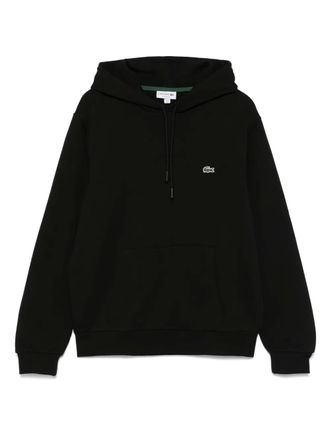Lacoste logo-patch hoodie - men - Organic Cotton - 3 - Black