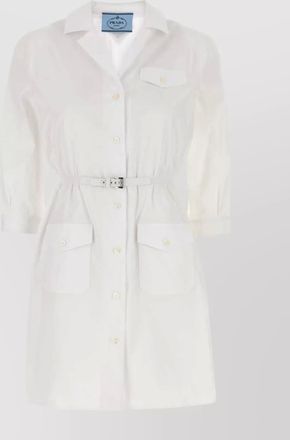 Prada poplin shirt dress with belt and pockets