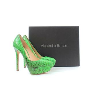 Alexandre Birman Green Python Platform Pumps Size S
