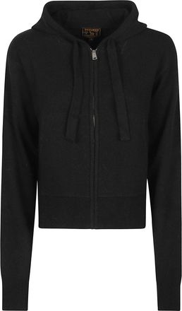 Woolrich Comfort Full Zip Cropped Hooded Wool-Blend Zip-Through Knit