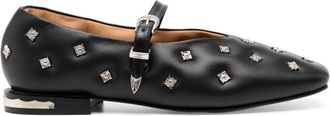 Toga Archives studded square-toe Mary Jane shoes - women - Calf Leather/Calf Leather/Lamb Skin/Calf Leather - 35 - Black