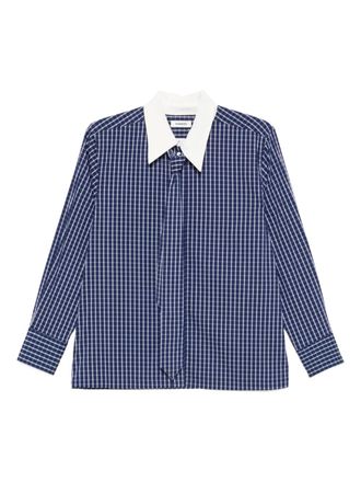 Sandro checked tie-neck blouse - women - Fabric - 1 - Blue