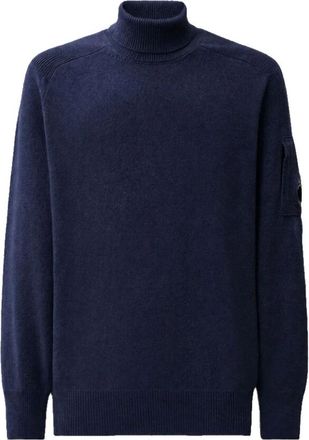 C.P. Company Maglione Dolcevita in Lambswool Lens Total Eclipse-S - - Knitwear - Uomo - Blu - L