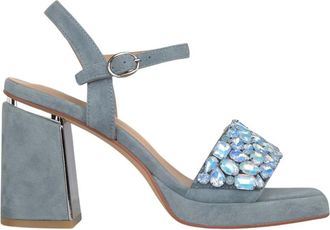 Alma En Pena Front Rhinestone Sandal - Dames - Sandalen met hakken - Blauw - 41 EU - Leer - Schoenen