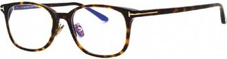 Tom Ford Eyeglasses Square Full Rim, Dark Havana Frame And Clear Blue Light Block Lens Ft5852-D-B052