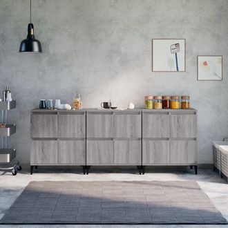 Berkfield Home Sideboards 3 pcs Grey Sonoma 60x35x70 cm Engineered Wood | Size: 60 x 35 x 70 cm