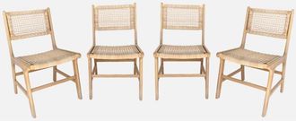 Sweeek Silla De Jard&iacute;n De Ca&ntilde;a Y Madera, Set De 4