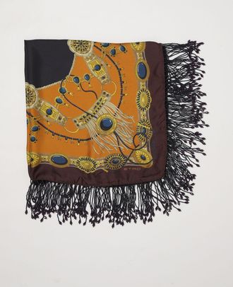 Etro Foulard quadrato in pura seta con stampa grafica e perline applicate