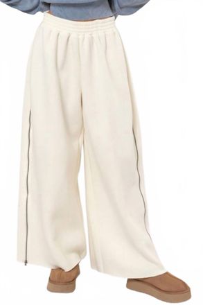 HYFVE Side Zip Wide Leg Sweat Pants In Cream