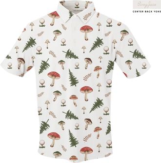 SwingJuice Mens Golf Mushrooms Polo In Ivory