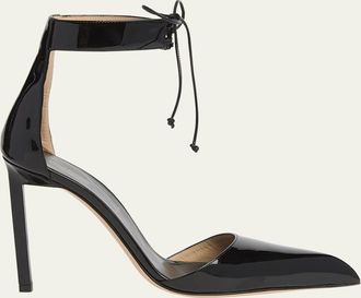 Tom Ford 105mm Patent Leather Ankle-Tie Pumps