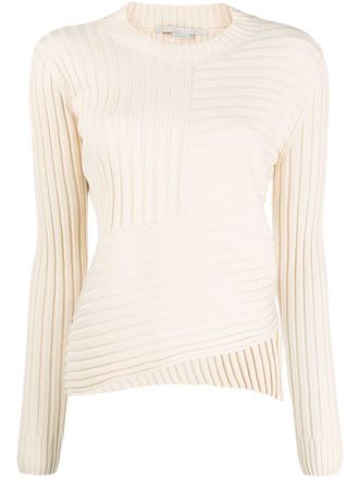 Stella McCartney asymmetric-hem ribbed top - women - Cotton - 36 - Neutrals