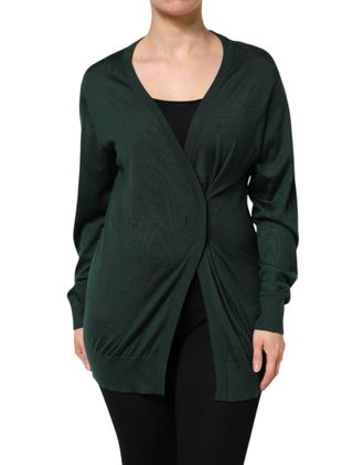 Dolce & Gabbana Dark Green Cashmere Silk Cardigan Womens Sweater