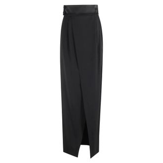 Erika Cavallini Semi Couture Rokken, Dames, Zwart, S, Altair Zwarte Rok met Voorspleet