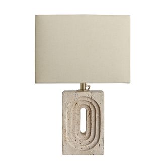 Industville Travertine Rectangular Table Lamp in Natural | Size: Small