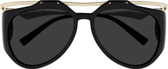 Saint Laurent Amelia Zonnebril - Dames - Accessoires - Geel - Maat: 55 MM Nylon