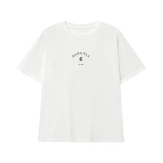 Maison Margiela Logo-print T-shirt - Dames - T-shirts - Wit - L - Katoen - Tops