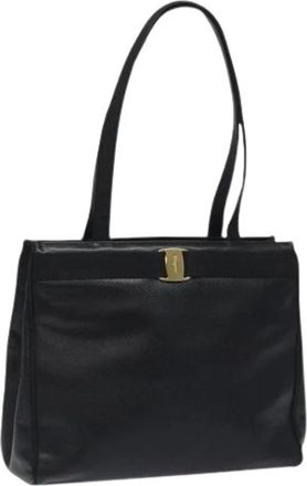 Ferragamo Pre-owned Shoulder Bags, female, Black, Size: ONE SIZE Pre-owned Leather Shoulder Bag