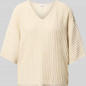 b.young Strickshirt mit V-Ausschnitt Modell MOBBE in Sand, Gr&ouml;&szlig;e XXL