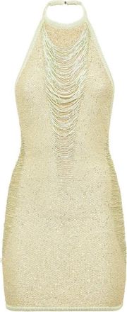 Philipp Plein Paillettes Mini Jurk Multicutting - Dames - Feestkleedjes - Groen - L - Katoen - Kleedjes