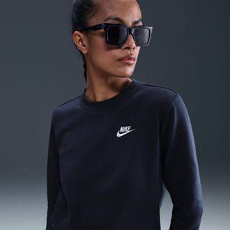 Nike Womens Nike Sportswear Club Fleece Crew-Neck Sweatshirt in Blue | DQ5473-451