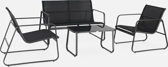 Sweeek Sweeek - Conjunto De Jard&iacute;n De Metal Para 4 Plazas, Silvi, Antracita, 77x114x76 Cm