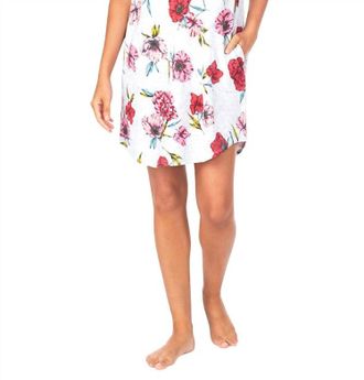 Kensie Short Sleeve Sleep Pajama Shirt In Grey Floral