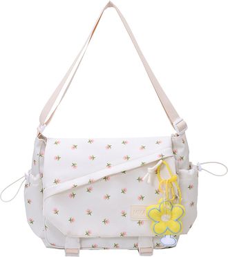 Generic Kexpery Nylon Floral Womens Shoulder Handbag Versatile Messenger Bag for Work Shopping Travel with Adjustable Shoulder Strap