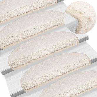 vidaXL Vidaxl - Tapetes Para Escaleras 15 Uds 65x21x4 Cm Blanco Semicircular Grande