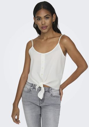 Only Tr&auml;gertop ONLY ONLLECEY SL KNOT SINGLET NOOS WVN, Damen, Gr. XXL, cloud dancer, Web, Obermaterial: 63% Polyester, 27% Viskose, 10% Nylon, unifarben, r