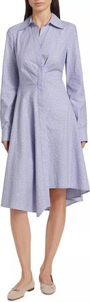 Derek Lam Smith Long Sleeve Midi Dress In Blue/white