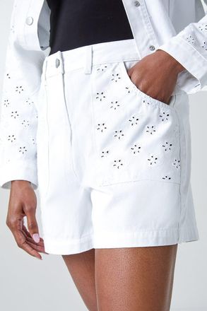 Roman Cotton Blend Broderie Pocket Shorts