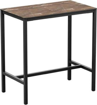 Netfurniture Atlas Planked Vintage Wood Bar Height Table Black - 119 X 69cm | Size: 119 X 69 cm