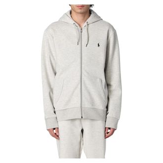 Polo Ralph Lauren Zip-throughs, male, Gray, Size: XL Hooded Fleece Sweatshirt