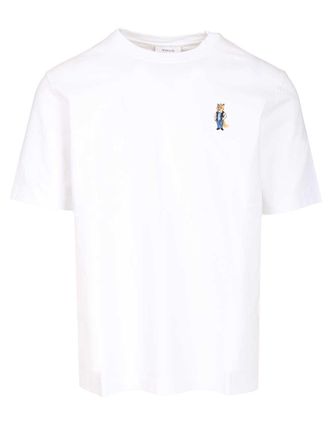 Maison Kitsuné With Dressed Fox Embroidery T-Shirt Bianco-Uomo