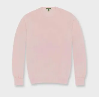 Sid Mashburn Mens Long Sleeve Crewneck Sweater In Pale Pink Ice Cotton