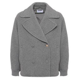 Moschino Jassen, Heren, Grijs, M, Double-Breasted Knit Sleeve Jacket