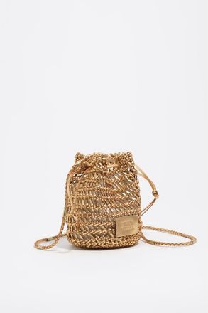 Bimba & Lola Mini Plaited Crochet Leather Bag in Gold at Nordstrom