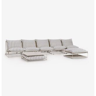 Sklum Sklum - Conjunto De Jard&iacute;n Con Sof&aacute; Modular De 5 Piezas, Mesa Auxiliar Y Puff Convertible Amaro