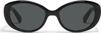 Quay On Brand 55mm Round Sunglasses in Black/Smoke at Nordstrom