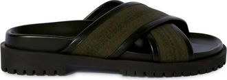 Off-white cross-strap sandals - men - Rubber/Cotton/Calf Leather/Calf Leather - 40 - Green