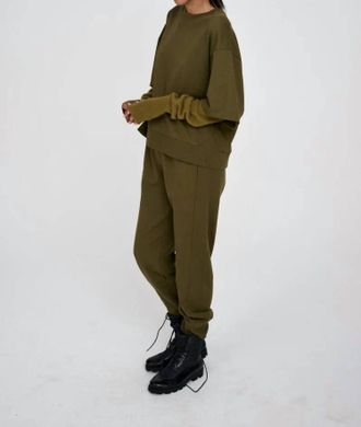 Rabens Saloner Sweatshirt Top In Dark Olive