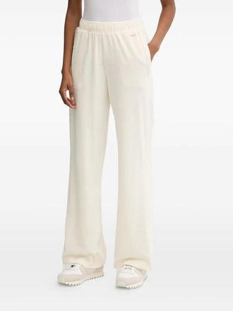 BOSS logo-plaque velvet track pants - White