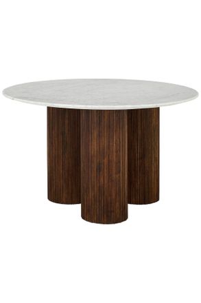 MID.YOU Mid.you Esstisch, Braun, Naturfarben, Holz, Stein, Mangoholz, vollmassiv, Holz, rund, rund, 130x76x130 cm, Esszimmer, Esszimmerserien