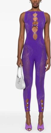 Poster Girl Womens Rhinestoned Janice Jumpsuit In Twilight Purple