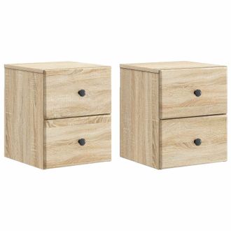 vidaXL Mesita De Noche De Pared 2 Pcs Roble Sonoma 34,5 X 33 X 40 Cm Vidaxl